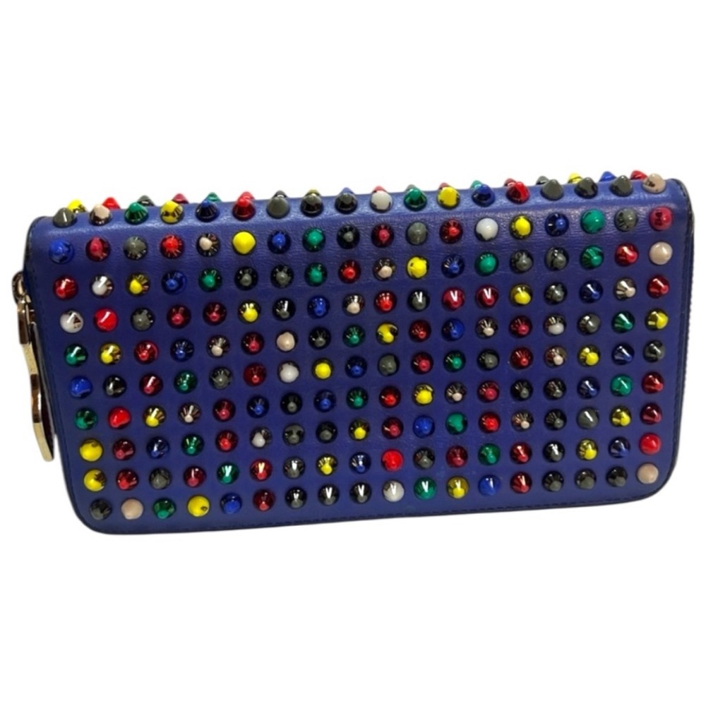 Christian Louboutin Panettone Blue Spiked Zip-Around Wallet